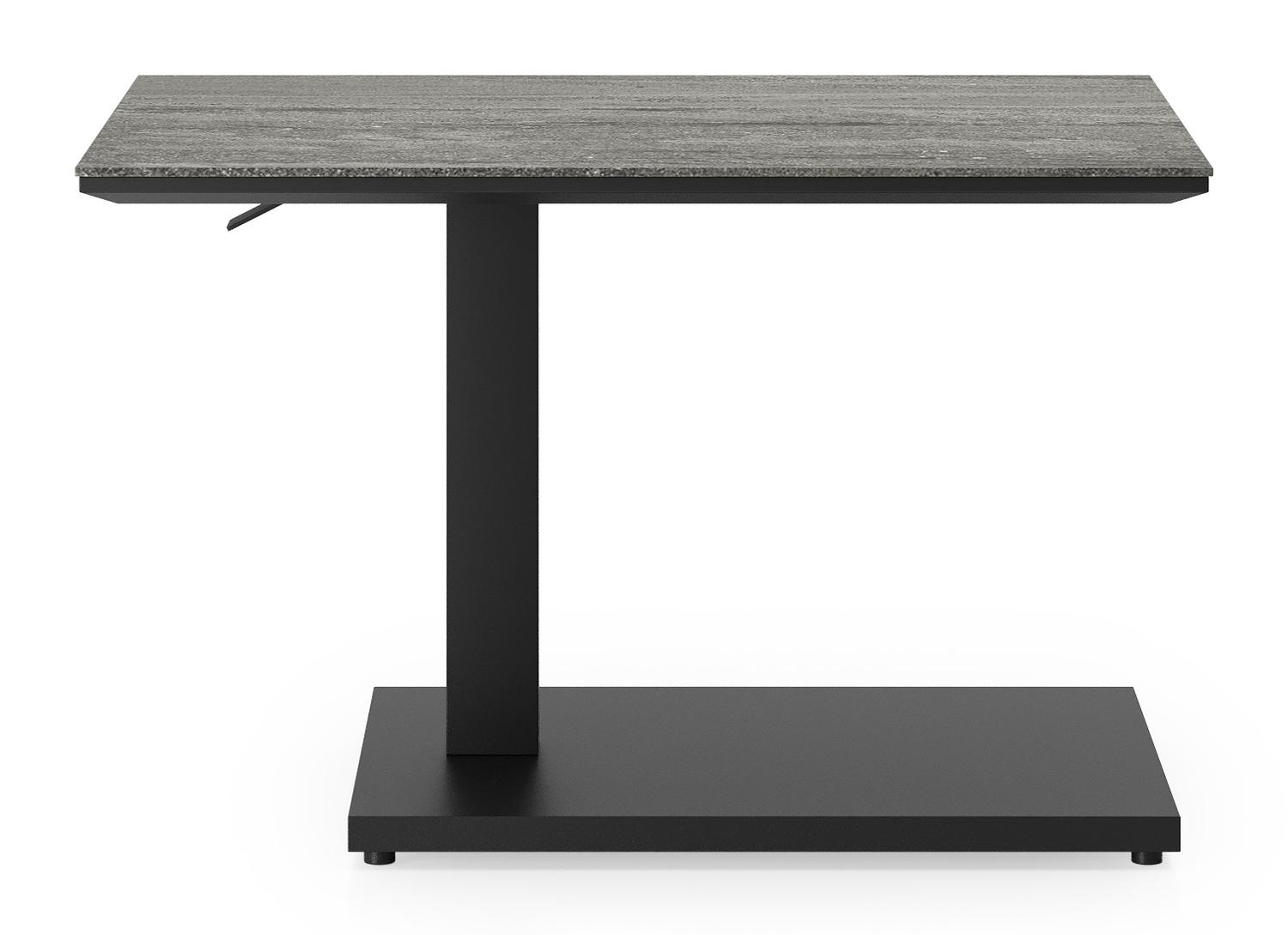 Cirello Pop up bijzettafel in zwart aluminium en aspen grey volkeramiek - L 70 x B 50 x H 66 cm