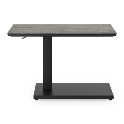 Table d'appoint Cirello Pop-up en aluminium noir et céramique pleine aspen grey - Lg. 70 x Lrg. 50 x Haut. 66 cm