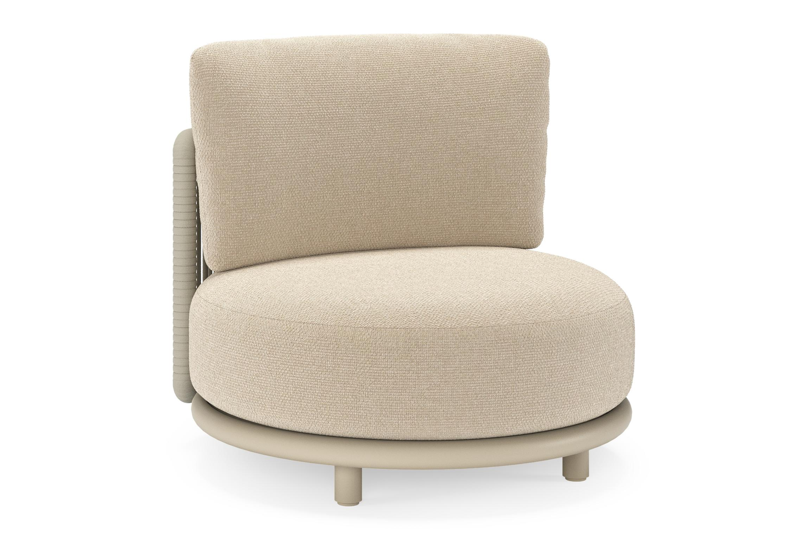 Fauteuil de jardin Lomano en aluminium beige et corde luxe plate tissÃ©e verticalement beige et coussins en all weather cosytica Althea Chalk