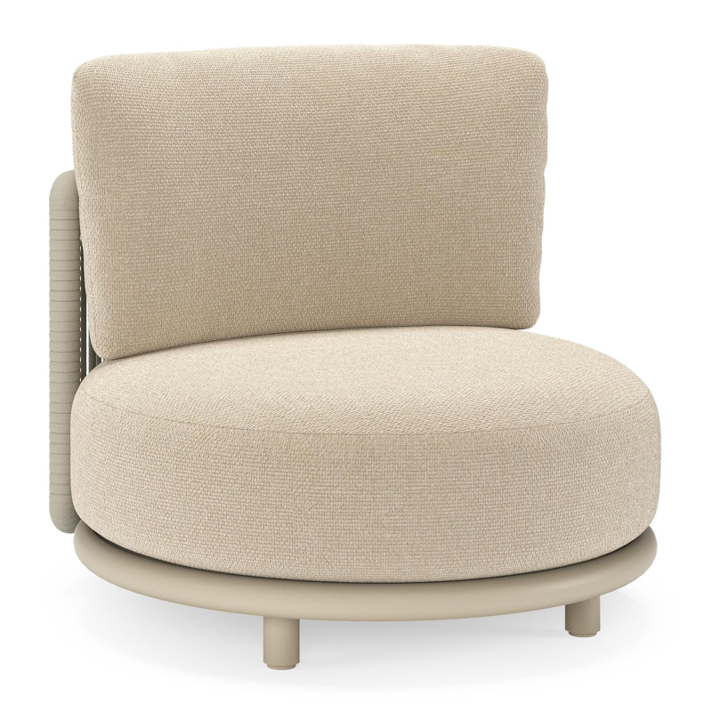 Fauteuil de jardin Lomano en aluminium beige et corde luxe plate tissÃ©e verticalement beige et coussins en all weather cosytica Althea Chalk