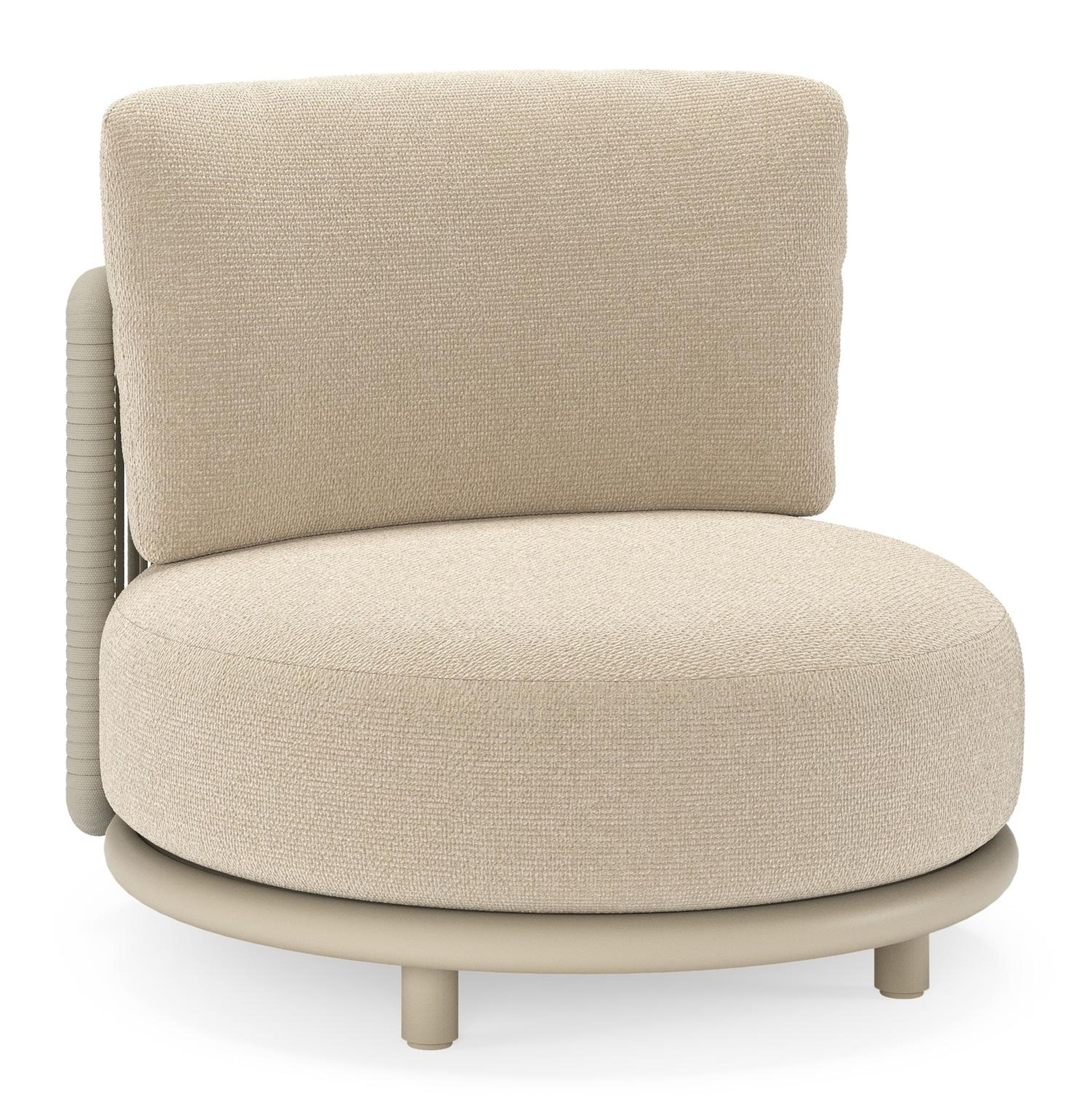 Lomano loungestoel in beige aluminium en beige verticaal geweven luxe vlakke rope met Althea Chalk all weather cosytica