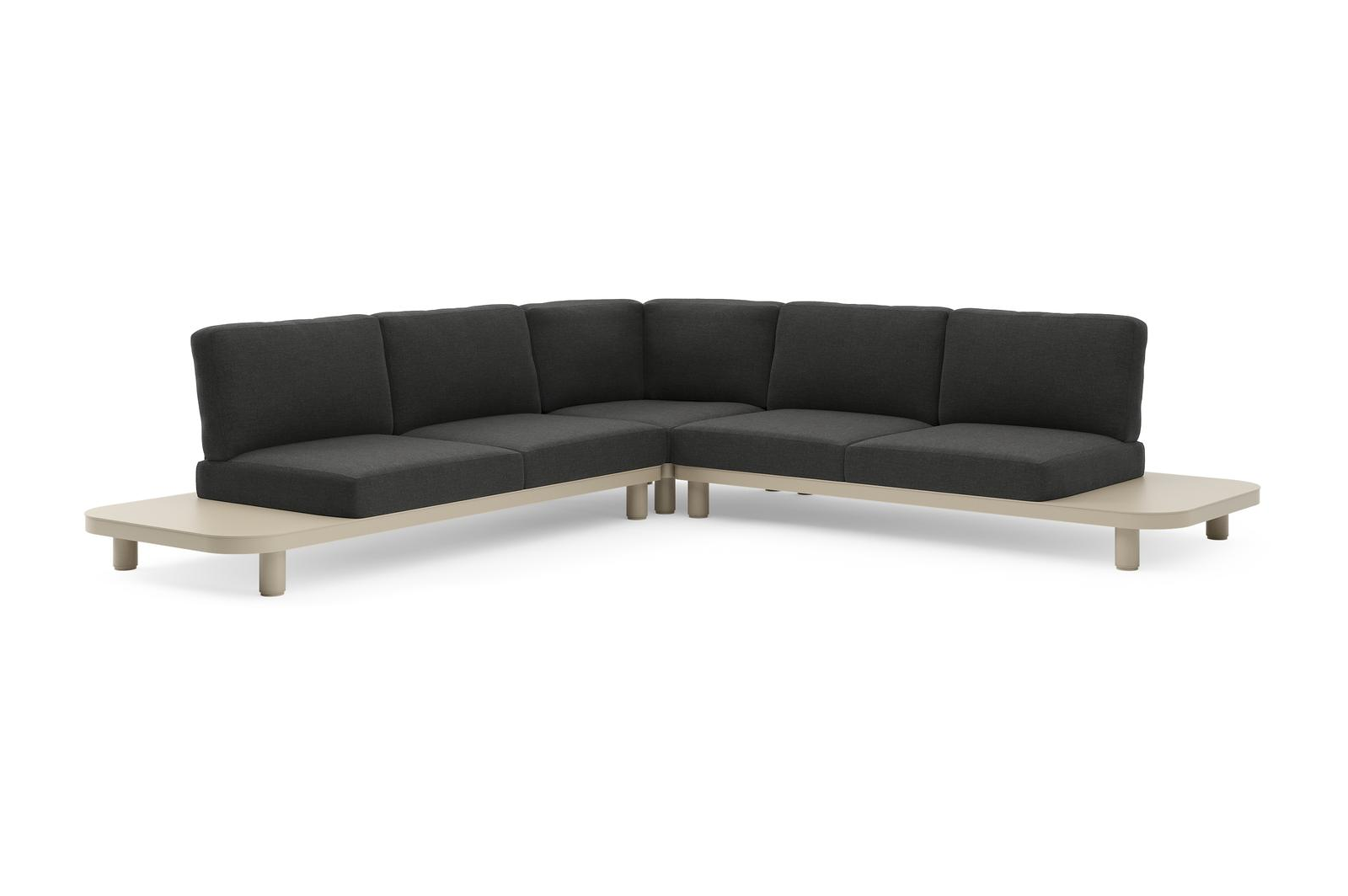 Donato loungehoek in beige aluminium met chartres sooty all weather sunbrella® luxe kussen