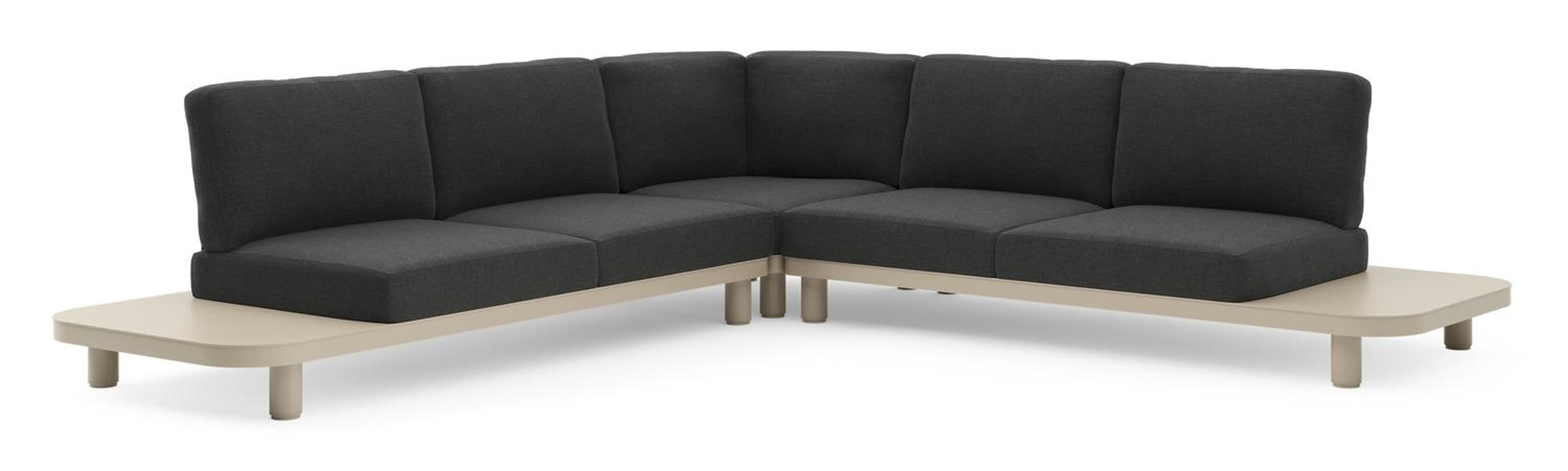 Donato loungehoek in beige aluminium met chartres sooty all weather sunbrella® luxe kussen