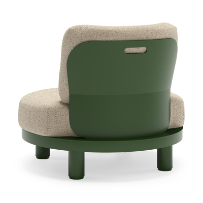 Donato loungestoel in groen aluminium met all weather cosytica Bora Forest kussen