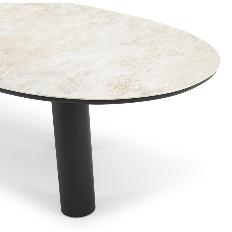 Table de jardin Organo organique en aluminium noir et céramique pleine Rapolano Lg. 280 x Lrg. 120 cm