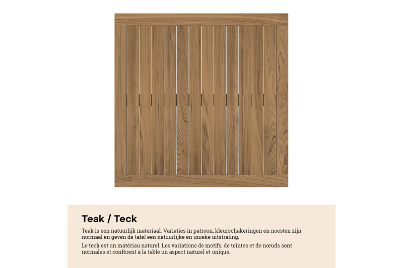 Varese tuintafel rechthoekig in wit aluminium en teak colour finish - L 270 x B 100 x H 73 cm