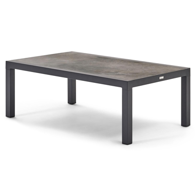 Alcudia loungetafel in zwart aluminium en grijs volkeramiek - L 120 x B 70 x H 43 cm