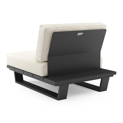 Pagino loungestoel in zwart aluminium met natte white all weather sunbrella® luxe kussen