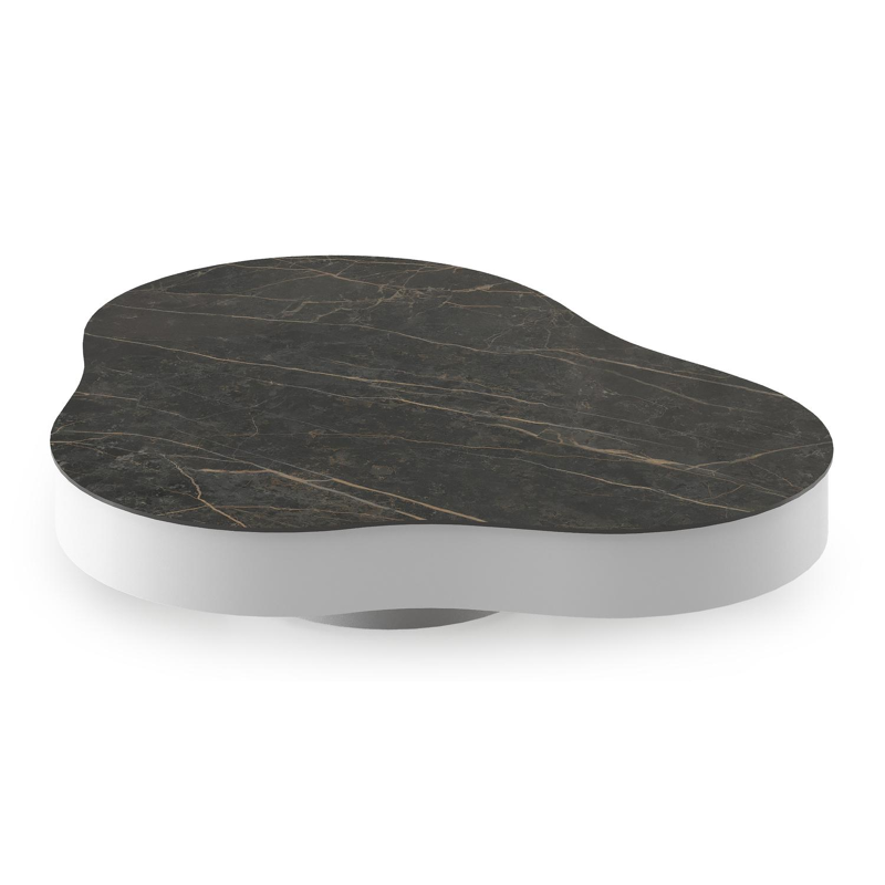 Lomano loungetafel cloud in wit aluminium en volkeramiek Black Obsession - L 131 x B 108 x H 25 cm