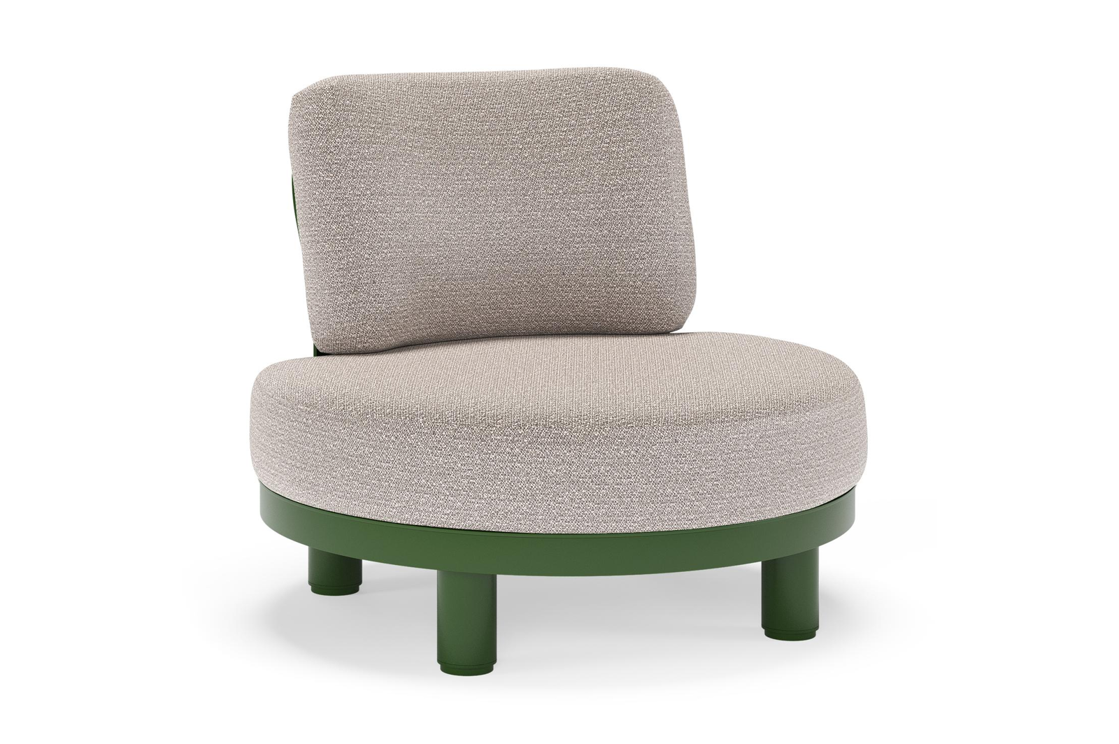 Donato loungestoel in groen aluminium met all weather sunbrella® luxe Wander Granite kussen