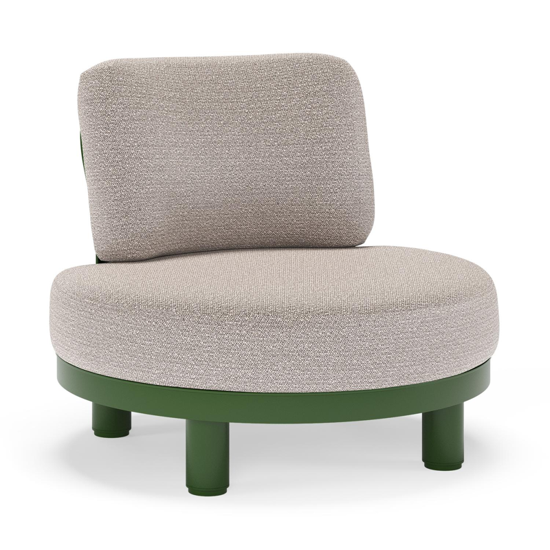 Donato loungestoel in groen aluminium met all weather sunbrella® luxe Wander Granite kussen