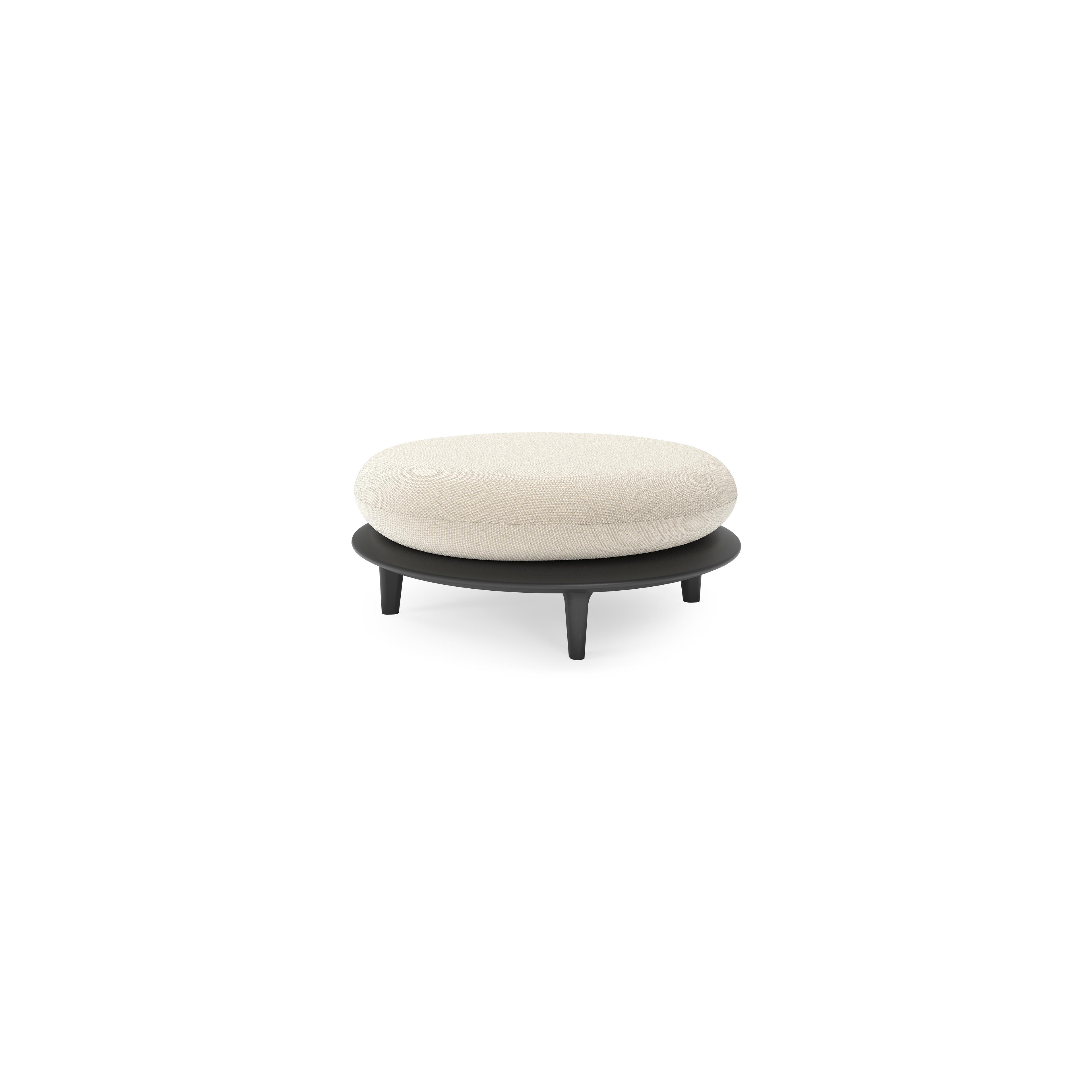 Bomero poef in zwart aluminium met althea off white all weather cosytica kussen