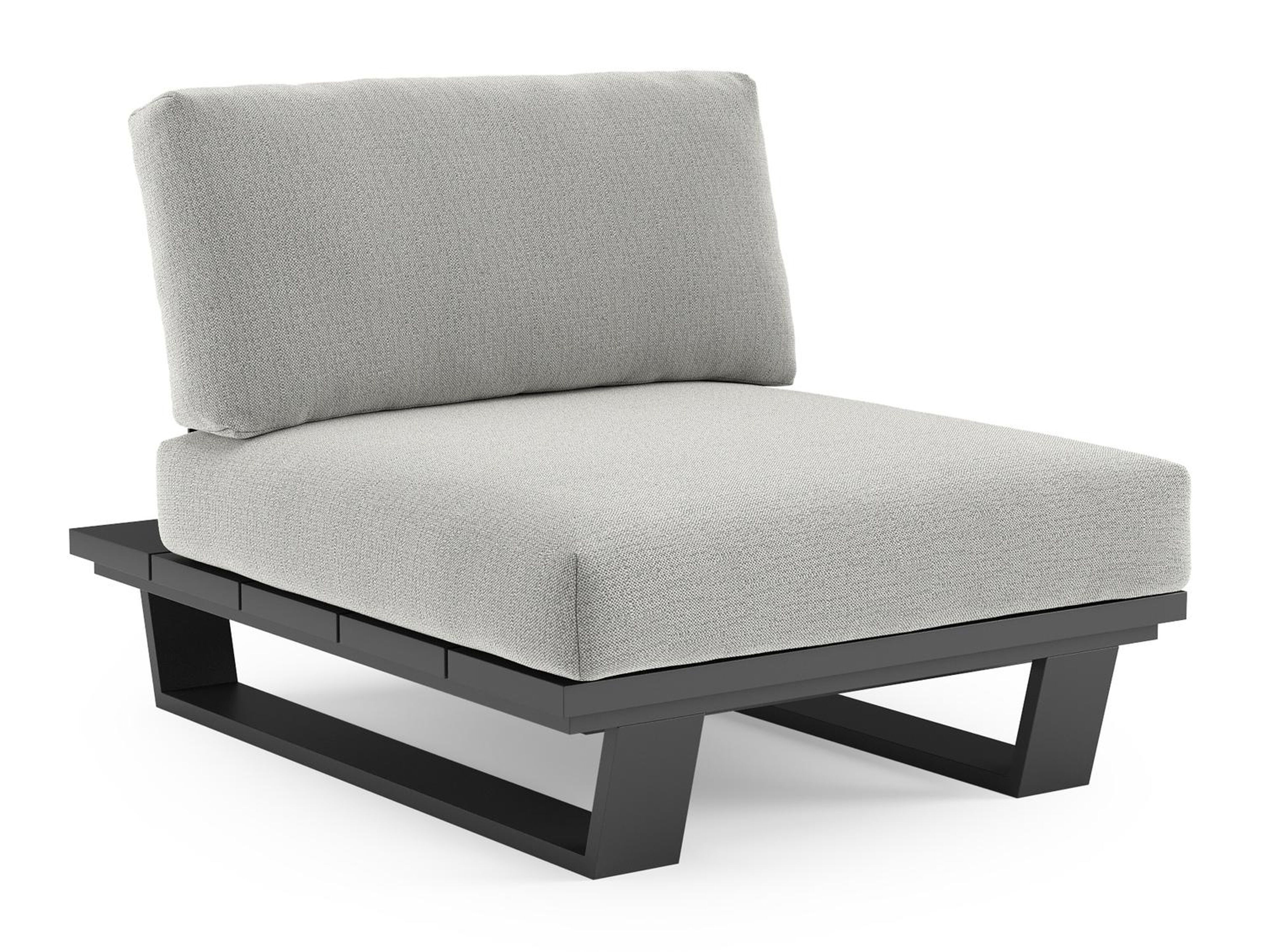 Pagino loungestoel in zwart aluminium met savane nimbus all weather sunbrella® luxe kussen