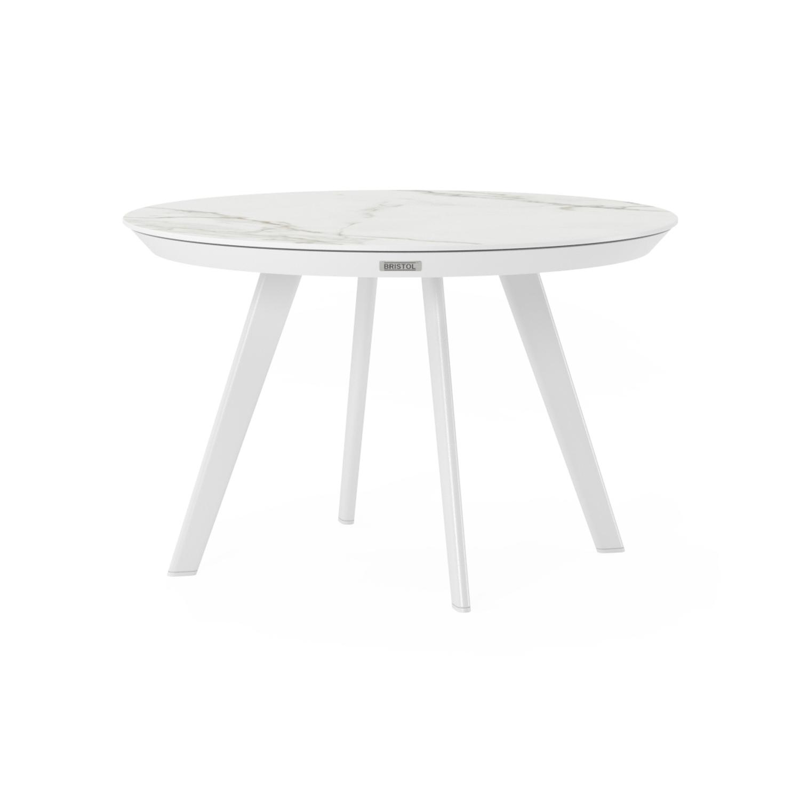 Rondo loungetafel in wit aluminium en calacatta volkeramiek - Dia. 65 x H 40 cm