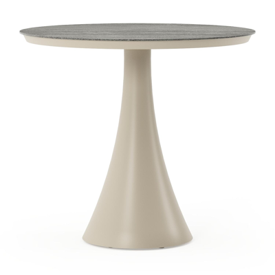 Fano tuintafel rond in beige aluminium en volkeramiek Aspen Grey - Dia. 85 x H 75 cm