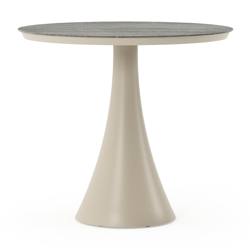 Fano tuintafel rond in beige aluminium en volkeramiek Aspen Grey - Dia. 85 x H 75 cm