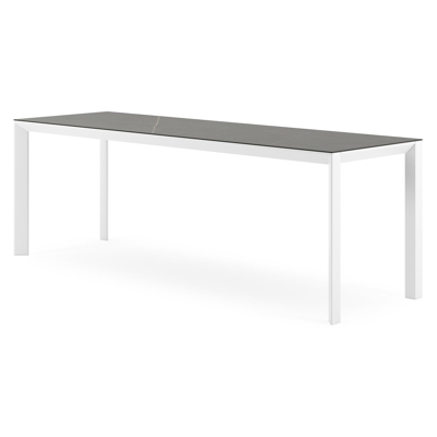 Malito tuintafel rechthoekig in wit aluminium en volkeramiek Calatorao - L 220 x B 70 x H 75 cm