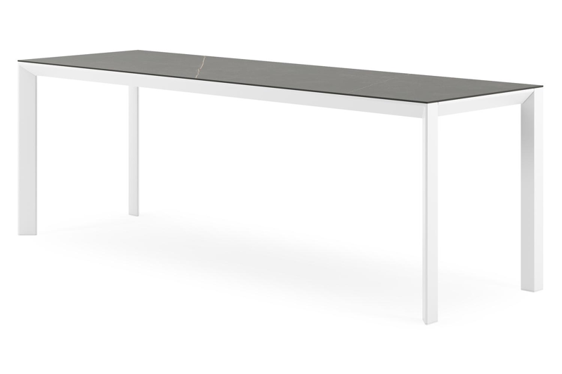 Malito tuintafel rechthoekig in wit aluminium en volkeramiek Calatorao - L 220 x B 70 x H 75 cm