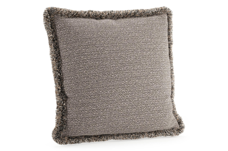 Sierkussen met franjes 45 x 45 cm in all weather sunbrella luxe wander granite