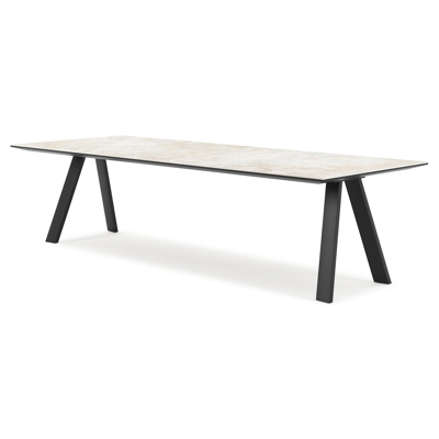 Cesano tuintafel rechthoekig in zwart aluminium en volkeramiek Rapolano L 280 x B 110 cm