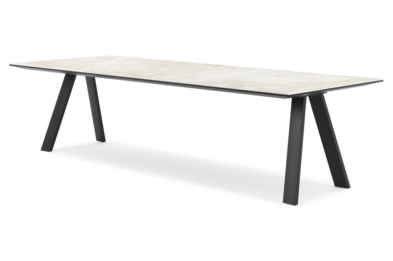 Cesano tuintafel rechthoekig in zwart aluminium en volkeramiek Rapolano L 280 x B 110 cm