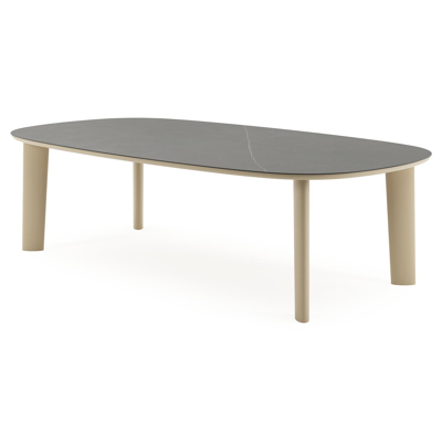Amico tuintafel bombo xl in beige aluminium en volkeramiek Calatorao - L 270 x B 148 x H 73.5 cm