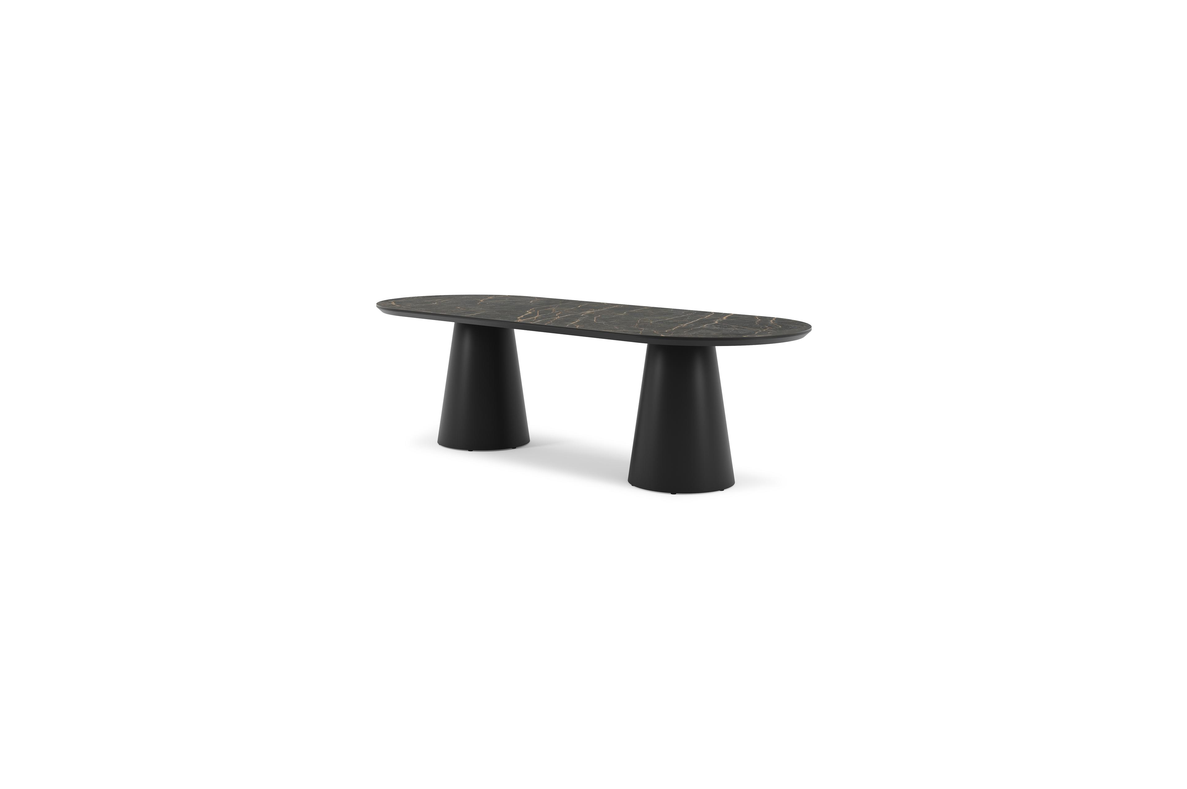 Table de jardin Donato en aluminium noir et céramique pleine black obsession - Lg 260 x Larg. 100 x H 74 cm