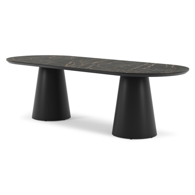 Donato tuintafel in zwart aluminium en volkeramiek black obsession - L 260 x B 100 x H 74 cm