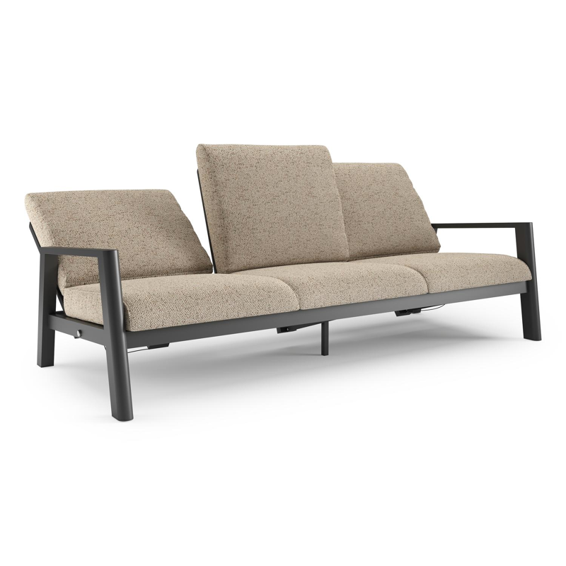 Cirello loungebank in zwart aluminium met bora jungle all weather cosytica kussen