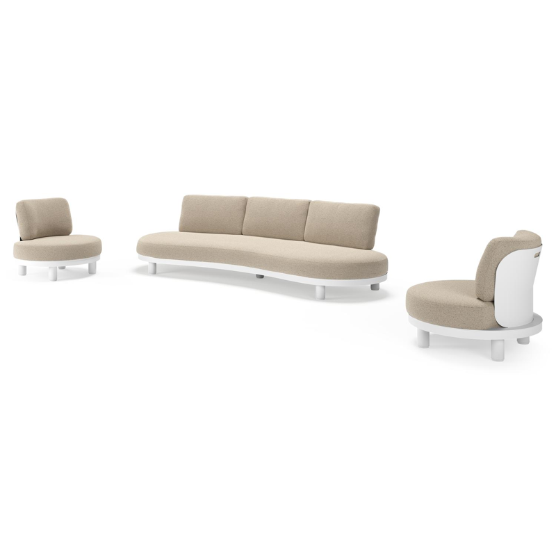 Donato loungeset in wit aluminium met all weather cosytica Marbella Beige kussen