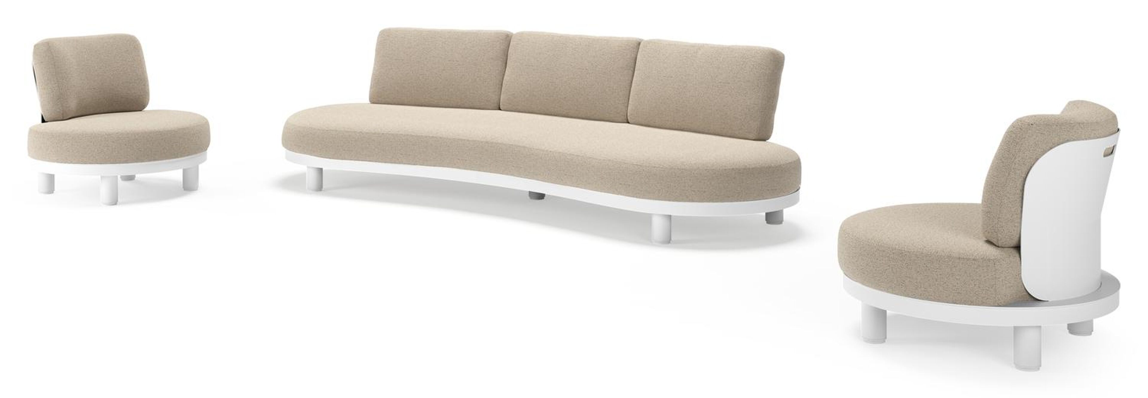 Donato loungeset in wit aluminium met all weather cosytica Marbella Beige kussen