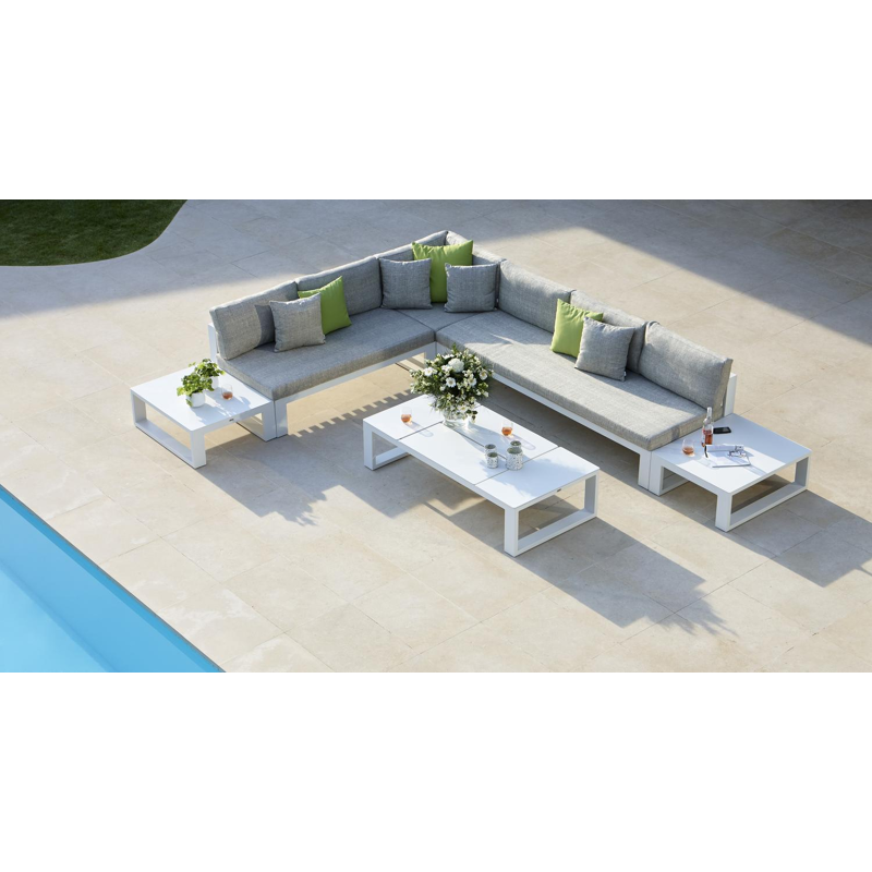 Verato loungeset wit-grijs - aluminium en all weather sunbrella® luxe - 6 personen