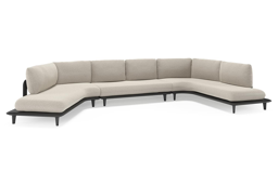 Boogvormige chaise longue rechts + 2-zit + chaise longue