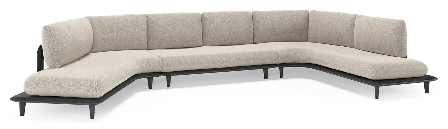 Bomero loungehoek in zwart aluminium met firenze sand all weather solica kussen