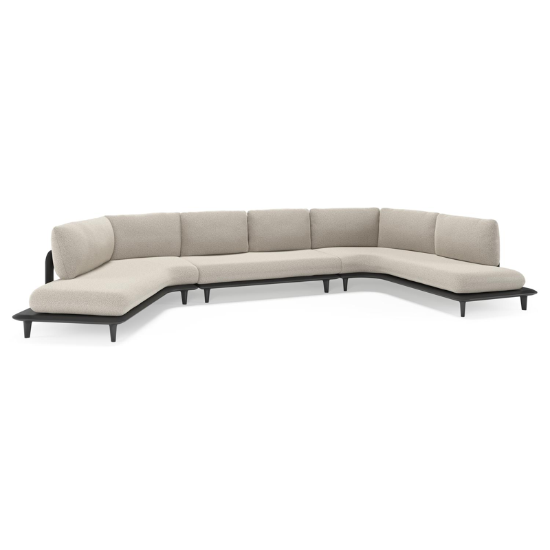 Bomero loungehoek in zwart aluminium met firenze sand all weather solica kussen