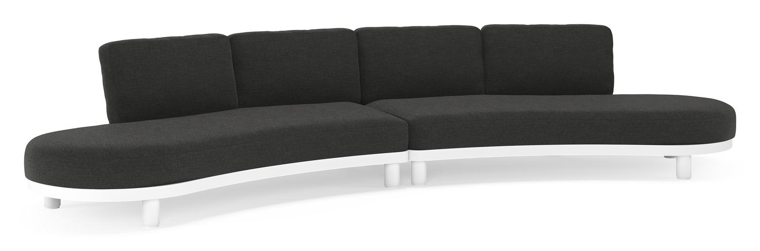 Canapé de jardin Donato en aluminium blanc et coussins en all weather sunbrella® luxe Chartres Sooty