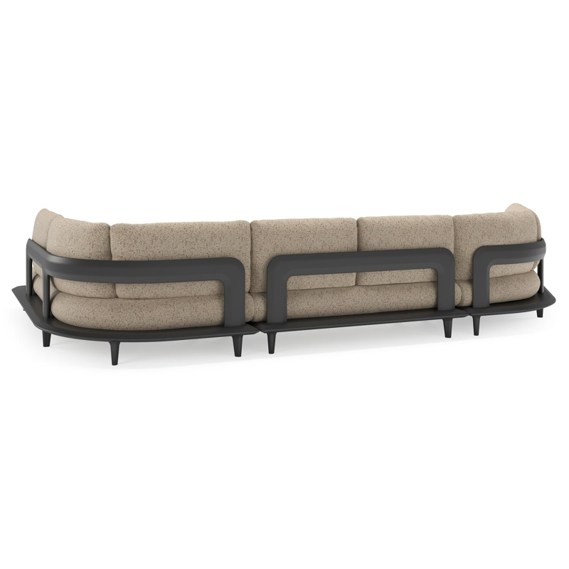 Bomero loungehoek in zwart aluminium met bora jungle all weather cosytica kussen