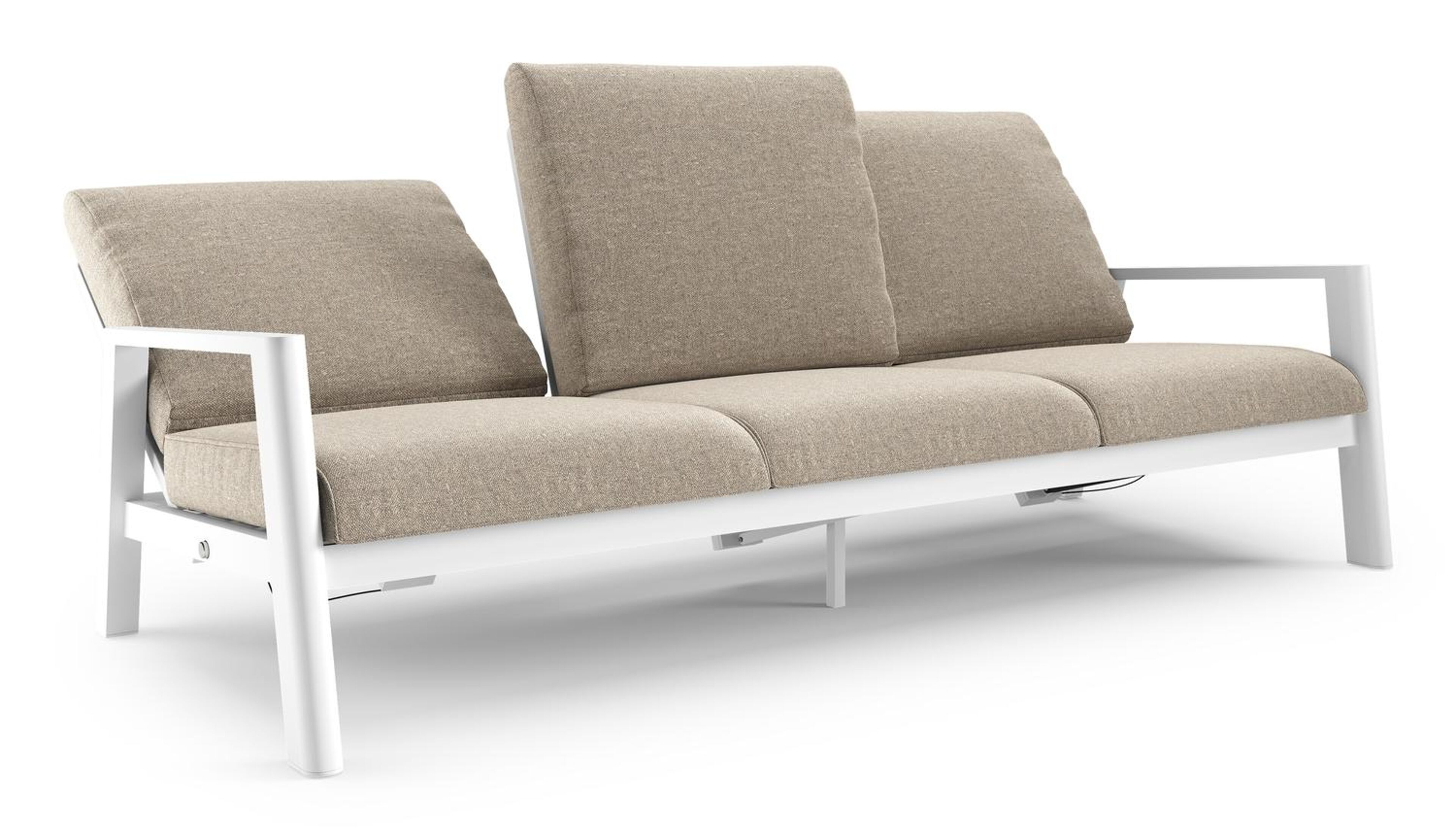 Cirello loungebank in wit aluminium met chartres pewter all weather sunbrella® luxe kussen