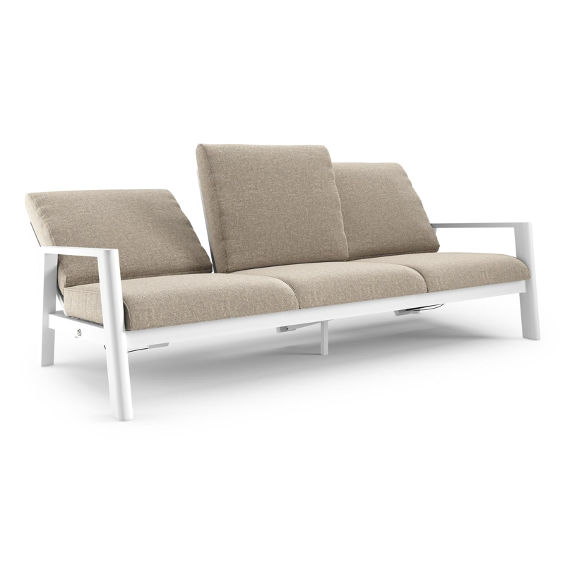 Cirello loungebank in wit aluminium met chartres pewter all weather sunbrella® luxe kussen