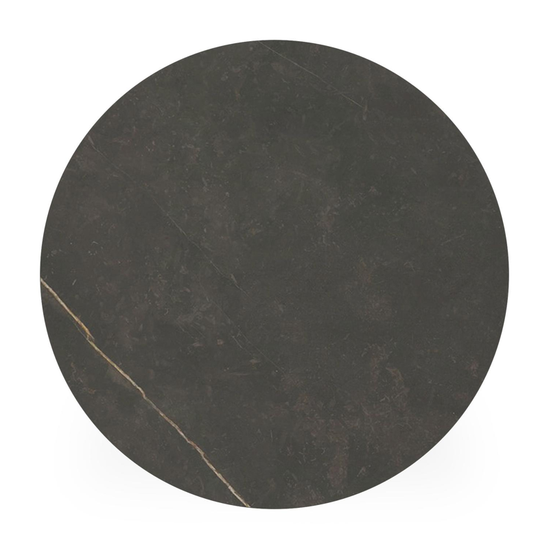 Fano low dining low dining loungetafel rond in wit aluminium en volkeramiek Calatorao - Dia. 65 x H 55 cm