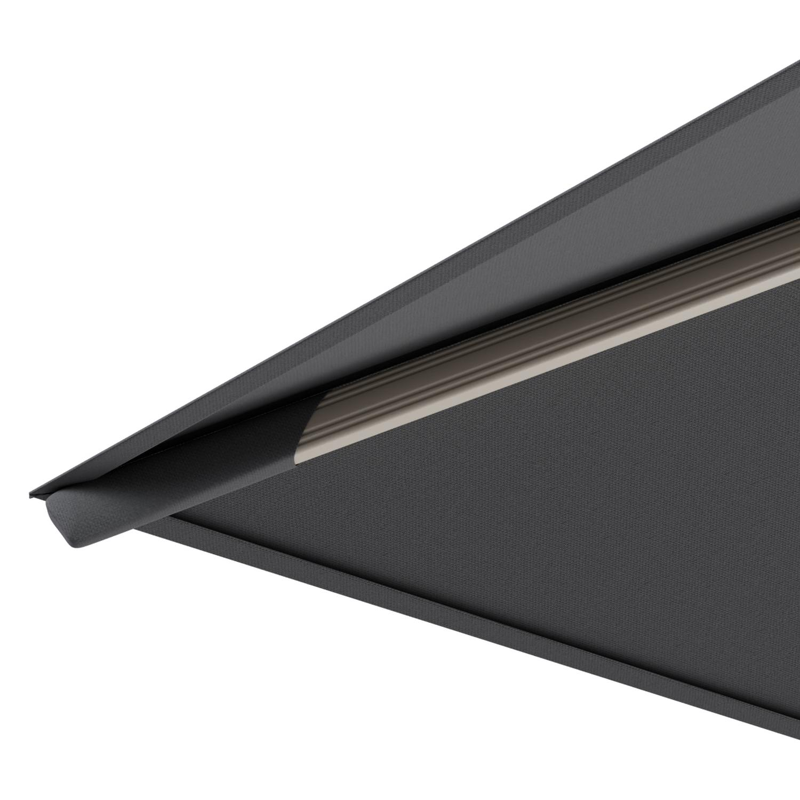 Parasol pendant Rufina avec fonction tilt en aluminium beige et toile de parasol en All Weather Sunbrella® Luxe Natte Charcoal Chine  - Lg.1 300 x Lg.2 300 cm (sans pied de parasol