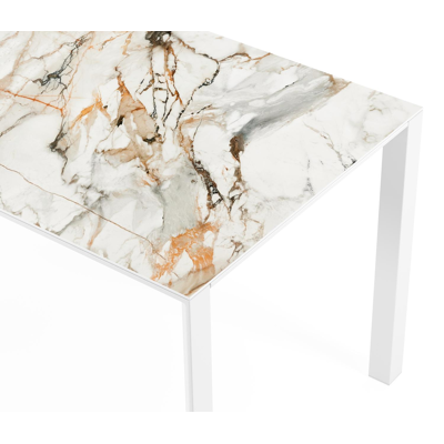 Malito tuintafel in wit aluminium en volkeramiek calacatta luxe - L 180 x B 80 x H 75,5 cm