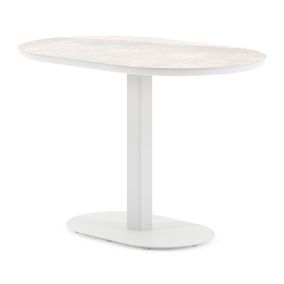 Teramo tuintafel bombo in wit aluminium en volkeramiek Taj Mahal - L 110 x B 70 x H 73.7 cm