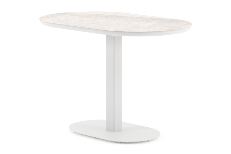 Teramo tuintafel bombo in wit aluminium en volkeramiek Taj Mahal - L 110 x B 70 x H 73.7 cm