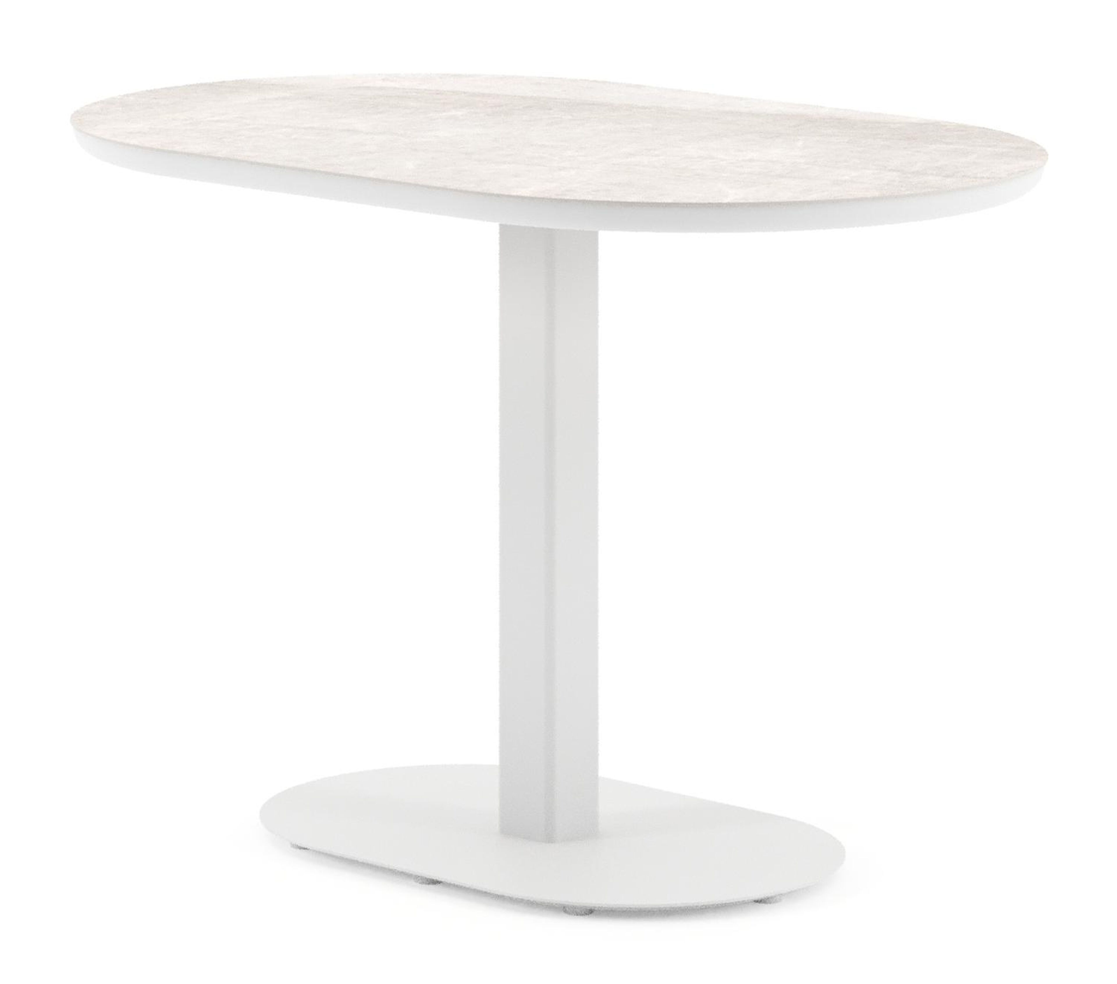 Table de jardin Teramo inclinable bombo en aluminium blanc et céramique pleine Taj Mahal - Lg. 110 x Lrg. 70 x Haut. 74 cm