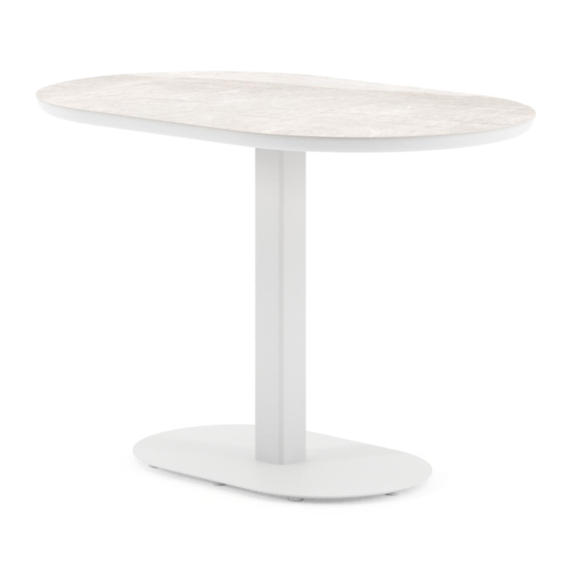 Teramo kantelbare tuintafel bombo in wit aluminium en volkeramiek Taj Mahal - L 110 x B 70 x H 74 cm