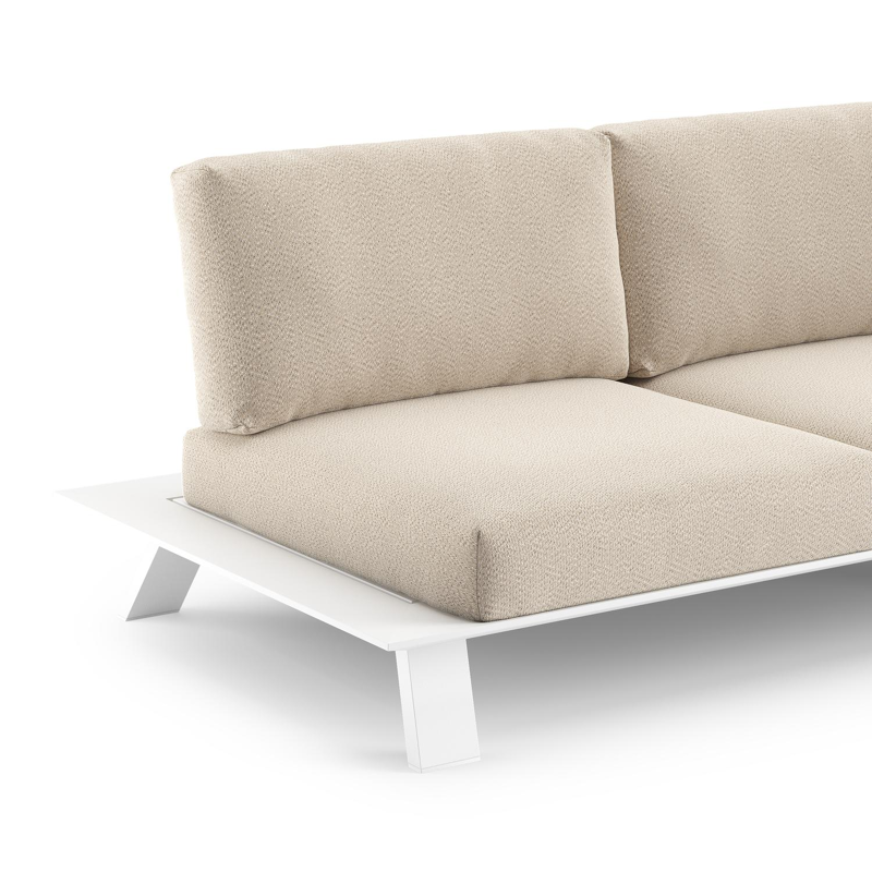 Cesano loungebank in wit aluminium met lopi sand all weather Sunbrella® luxe kussen