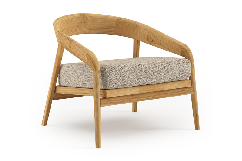 Lacrima loungestoel in teak met bora jungle all weather Cosytica kussen