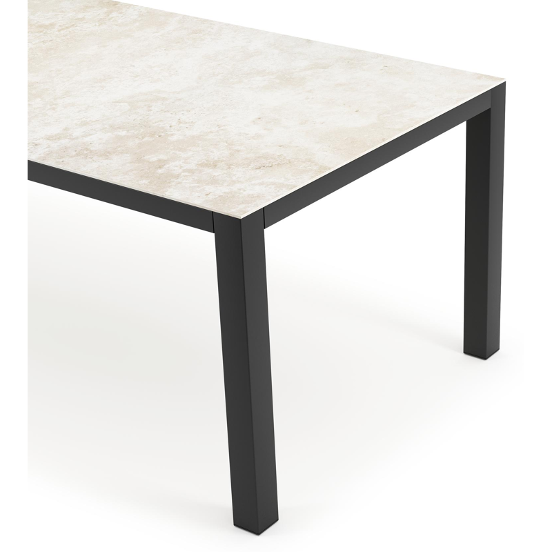 Table de jardin Como rectangulaire en aluminium noir et céramique pleine Rapolano Lg. 240 x Lrg. 100 cm