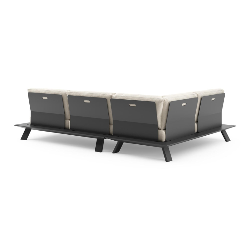 Cesano loungehoek in zwart aluminium met althea off white all weather Cosytica kussen